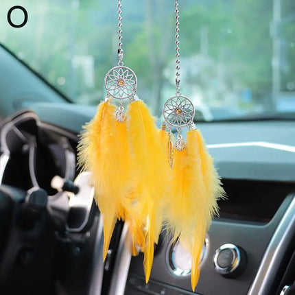 Mini Dream Catcher Car Mirror Hanger Calming Wind Chimes by zapcart