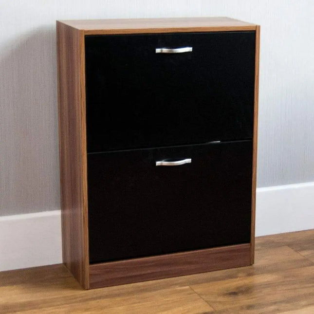 Shoe Cabinet, Wooden Shoe Storage Unit with 2 PullDown Drawers, Multifunctional DustProof SpaceSaving Slim Cupboard for Hallway by zapcart