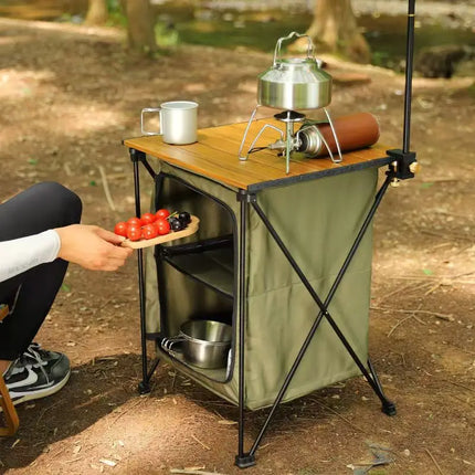 Outdoor Folding Table Portable Camping Picnic Lightweight Multi-functional Storage Rack Cooking Cabinet BBQ Hiking Equipment by zapcart