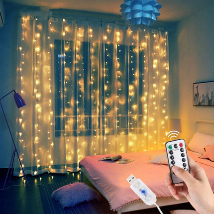 FENGRISE LED Curtain Garland Lights With Remote USB Wedding by zapcart