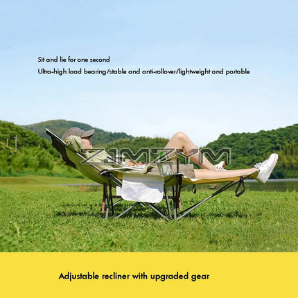 Foldable Picnic Camping Portable Fishing Chairs Beach Chairs Outdoor Garden Park Single Lazy Chair Backrest Cushion by zapcart