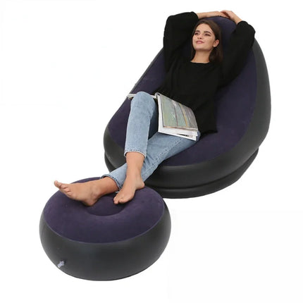 Garden Outdoor Household New Thickened Inflatable Lazy Sofa with Footstool Leisure Sofa Lounge Chair Portable Storage Air Chair by zapcart