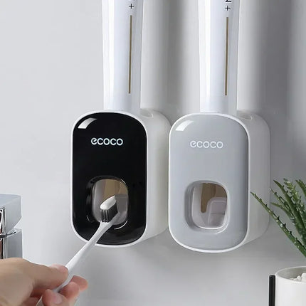 Wall Mounted Bathroom Automatic Toothpaste Dispenser Punch-Free No Nail Squeezer Toothbrush Oral Care Product Storage Tool by zapcart