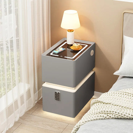 Wireless Charging Smart Bedside Table Modern Solid Wood Drawer Cabinet Floating Narrow Nightstand Minimalist Bedside Storage by zapcart
