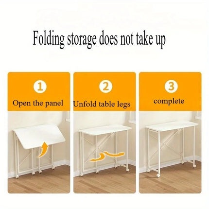 Simple Computer Desk Foldable Mobile Bedroom Makeup Bedside Small Desk Writing Desk by zapcart