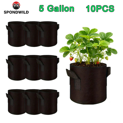 SPONDWILD 30 Pcs 15 Gallon Tomatoes / Potatoes Grow Bags Thickened Non-Woven Fabric Garden Greenhouse Pot Vegetable Growing Bags by zapcart