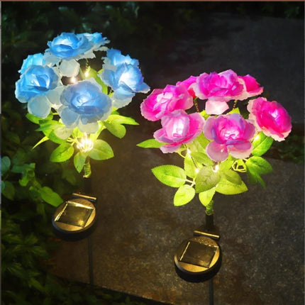 7-Head Solar-Powered LED Rose Lights Flower Garden Decor Outdoor Pathways Landscaping Light Lawn Decorative Atmosphere Lights by zapcart