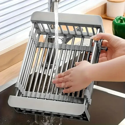 Expandable Stainless Steel Sink Drain Basket Space Saving Organizer For Homes by zapcart