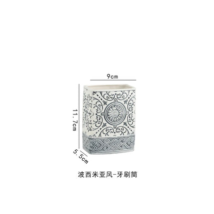 Modern Ceramic Lotion Bottle Soap Dish Toothbrush Holder Bathroom Set Flower Texture Porcelain Shampoo Bottling Soap Dispenser by zapcart