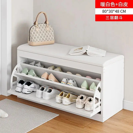 Tipping bucket shoe change stool household door shoe cabinet can sit integrated locker entry shoe stool simple shoe rack storage by zapcart