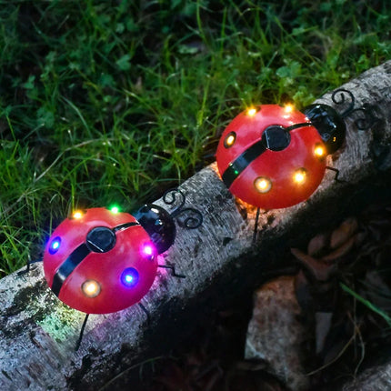 1Pcs Ladybug Ornament IP65 Waterproof Lifelike Metal Ladybug Outdoor Hanging Beetle Solar Light Front Porch Backyard Decoration by zapcart