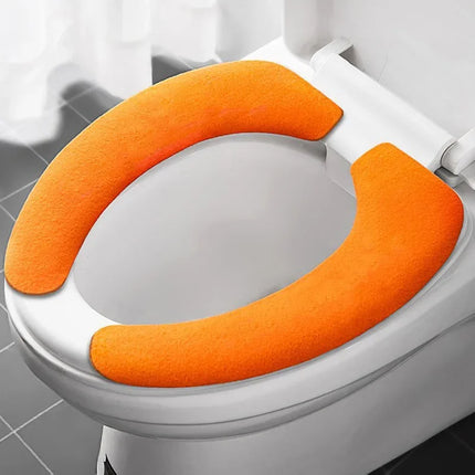 Toilet Seat Cover Soft Closestool Paste Solid Color Toilet Sticky Seat Pad Washable Bathroom Warmer Seat Lid Cover Pad Universal by zapcart