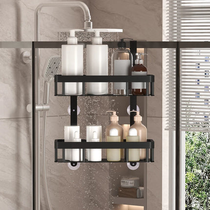 Bathroom wall mounted three-layer storage rack, door mounted rack, shower gel rack, shower room supplies storage rack by zapcart