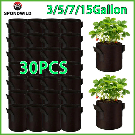 SPONDWILD 30 Pcs 15 Gallon Tomatoes / Potatoes Grow Bags Thickened Non-Woven Fabric Garden Greenhouse Pot Vegetable Growing Bags by zapcart