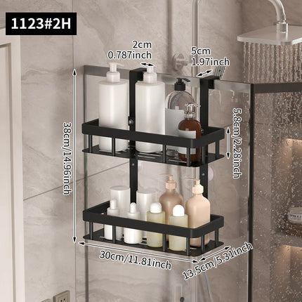 Bathroom wall mounted three-layer storage rack, door mounted rack, shower gel rack, shower room supplies storage rack by zapcart