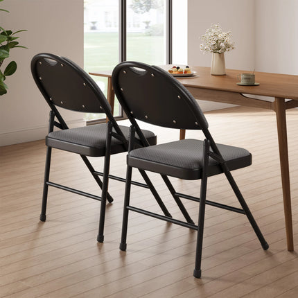 2/4/6 Pack Fabric Padded Folding Chairs Metal Frame Commercial Stackable Guest Chairs with Linen Cushion Back for Indoor Outdoor by zapcart