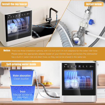 Mini Countertop Dishwasher Four Washing Programs High-Temperature Drying Function,Suitable For Family Kitchens, Apartments by zapcart