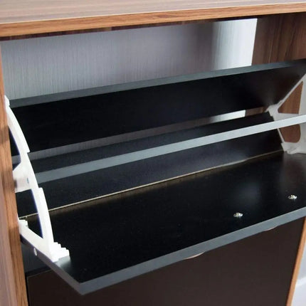 Shoe Cabinet, Wooden Shoe Storage Unit with 2 PullDown Drawers, Multifunctional DustProof SpaceSaving Slim Cupboard for Hallway by zapcart