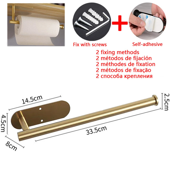 Adhesive Toilet Paper Holder Kitchen Roll Towel Rack Napkin Dispenser Absorbent Stand Tissue Hanger Bathroom Accessories by zapcart