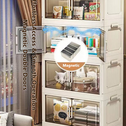 Foldable Multi-Layer Plastic Baby Wardrobe No-Install Clothing Storage Cabinet for Home Living Room Bedroom Portable Storage Box by zapcart