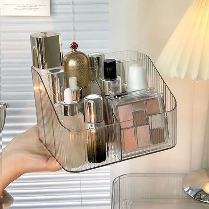 High Quality Plastic Makeup Organizer Transparent Lightweight Versatile Storage Box 3/4-Slot Washable Vanity Case by zapcart