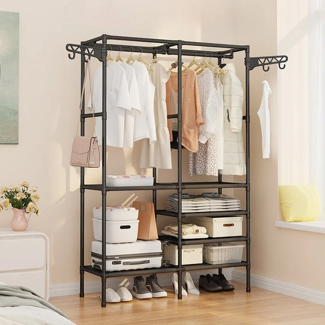 Simplecoat rack Multifunctional floor double row hanger Hanging hanger Drying rack Bedroom home reinforcement Stylish and simple by zapcart