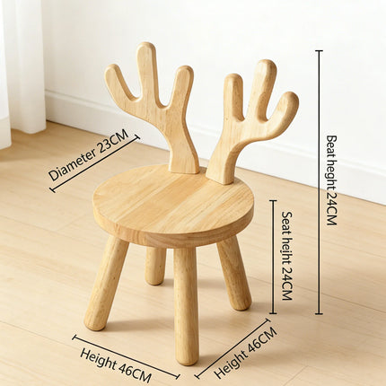 Solid Wood Deer Stool, Solid Antler Chair with Non-Slip Legs, Cute Animal-Shaped Bench for Living Room, Bedroom & Bathroom by zapcart