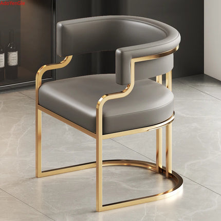 Designer Dining Chairs Beige Gold Legs Waiting Fashion Sofa Chairs Luxury Adults Floor Protector Sillas Indoor Supplies by zapcart