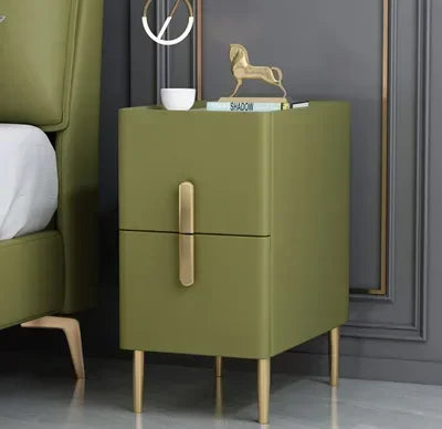 Nordic Style Bedroom Bedside Table Modern Mini Narrow Rock Surface Nightstand Self-Contained 2 Drawers Wooden Tables by zapcart