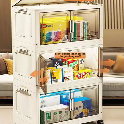 Foldable Multi-Layer Plastic Baby Wardrobe No-Install Clothing Storage Cabinet for Home Living Room Bedroom Portable Storage Box by zapcart