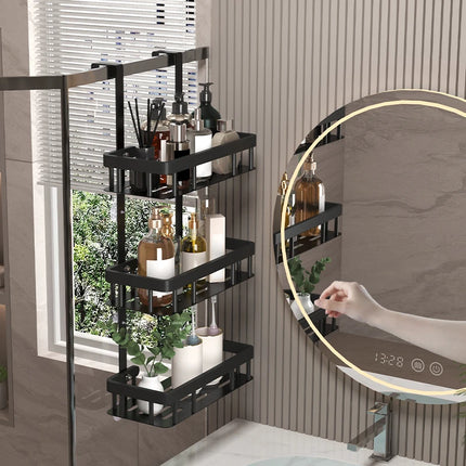 Bathroom wall mounted three-layer storage rack, door mounted rack, shower gel rack, shower room supplies storage rack by zapcart