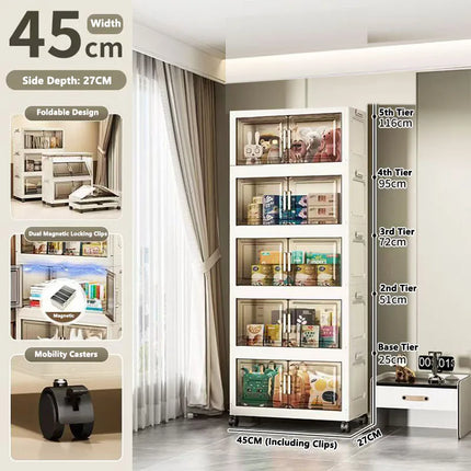 Foldable Multi-Layer Plastic Baby Wardrobe No-Install Clothing Storage Cabinet for Home Living Room Bedroom Portable Storage Box by zapcart