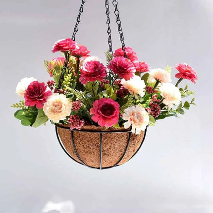 8/10 Inch Round Wire Plant Holder Metal Hanging Basket Coconut Liner Lining Plants Flower Garden Pot for Home Balcony Decoration by zapcart