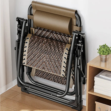 Relaxing Folding Adjustable Backrest Recliner - Patio Nap Furniture Elderly Cooling Rattan Design Outdoor Senior Rest Chair by zapcart