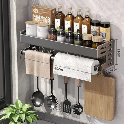 Wall Mounted Kitchen Spice Storage Rack Multifunctional Organizer For Home Cooks by zapcart