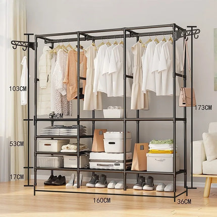 Simplecoat rack Multifunctional floor double row hanger Hanging hanger Drying rack Bedroom home reinforcement Stylish and simple by zapcart