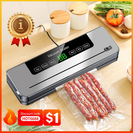 Electric Vacuum Sealer Food Storage Seal Touch Button Dry/Wet Built-in Cutter Kitchen Food Sealing Vacuum packaging machine by zapcart