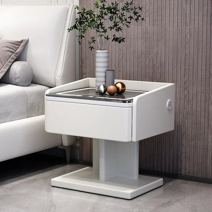 New Arrival Creative Smart Bedside Table with Wireless Charging Modern Style USB Bedroom Nightstands LED Light Side Cabinet by zapcart