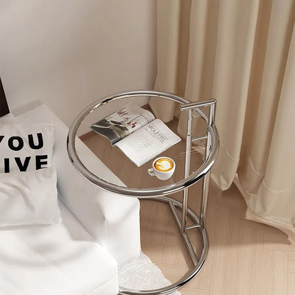 Nordic Glass Coffee Tables Living Room Furniture Side Table Balcony Stainless Steel Lifting Tea Table Transparent Bedside Tables by zapcart