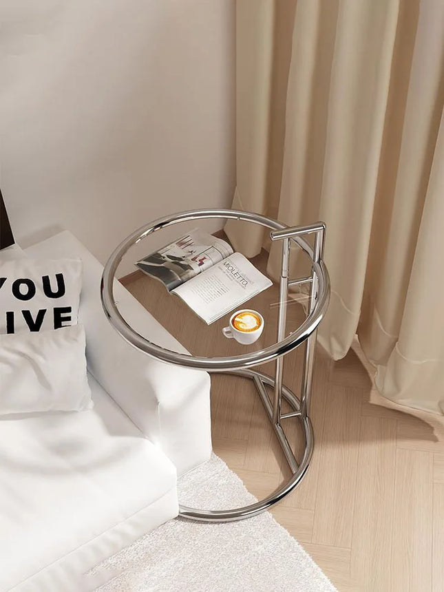 Nordic Glass Coffee Tables Living Room Furniture Side Table Balcony Stainless Steel Lifting Tea Table Transparent Bedside Tables by zapcart