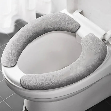 Toilet Seat Cover Soft Closestool Paste Solid Color Toilet Sticky Seat Pad Washable Bathroom Warmer Seat Lid Cover Pad Universal by zapcart