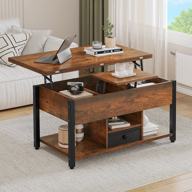 YITAHOME Lift Top 4-in-1 Coffee Table - Dining Table Convertible with Storage Drawers for Living Room by zapcart