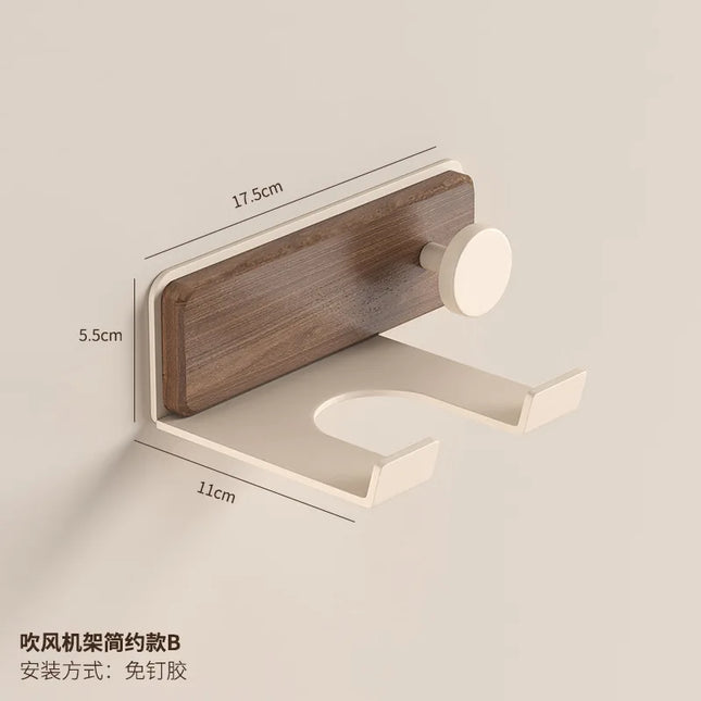 Walnut Cream Style White Towel Rack, No Punch Bathroom Shelf, Toilet, Wall Mounted, Washroom Storage, Bath Towel Holder by zapcart