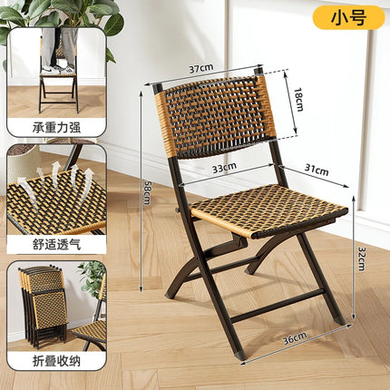 ‌Rattan Folding Lounge Chair, Waterproof Sun-Resistant Recliner, Breathable Oversized Seat, Portable Quiet Balcony Sofa by zapcart