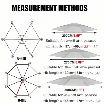6.5ft 9ft 10ft Patio Umbrella Top Canopy Replacement Cloth,6 Ribs 8 Ribs Outdoor Market Table Pool Garden Umbrella Canopy Covers by zapcart