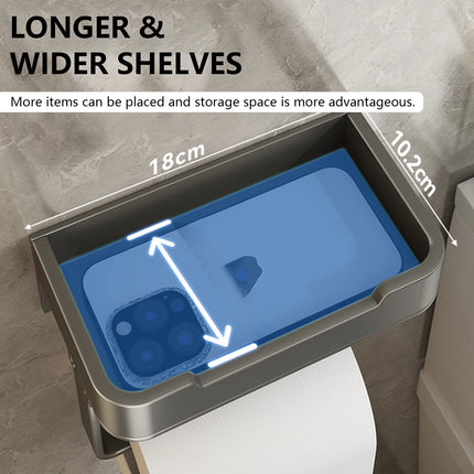 Toilet Paper Holder Space Aluminum Wall Mounted Black Toilet Paper Roll Holder Bathroom Accessories Hardware Decor Storage Shelf by zapcart