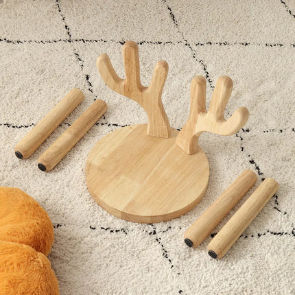 Solid Wood Deer Stool, Solid Antler Chair with Non-Slip Legs, Cute Animal-Shaped Bench for Living Room, Bedroom & Bathroom by zapcart