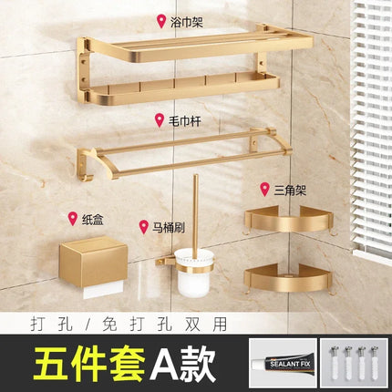 Contemporary Bathroom Set Accessories Towel Rack Toothbrush Holder Toilet Paper Holder Set Bagno Accessori Household Items by zapcart