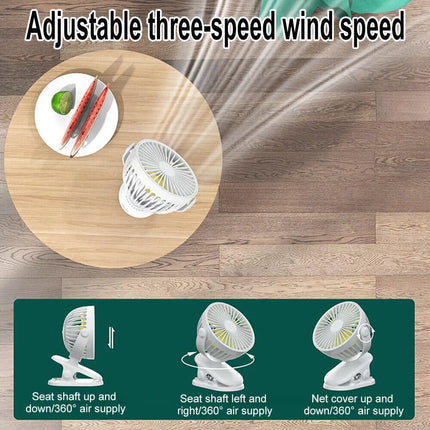 Portable Clip On Fan USB Rechargeable 3 Speeds Table Desk Air Coog Fans White by zapcart
