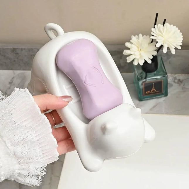 Cartoon Cat Soap Box Cartoon Soap Dish Drainable Storage Holder Soap Container Storage Dish Household Bathroom Accessories by zapcart